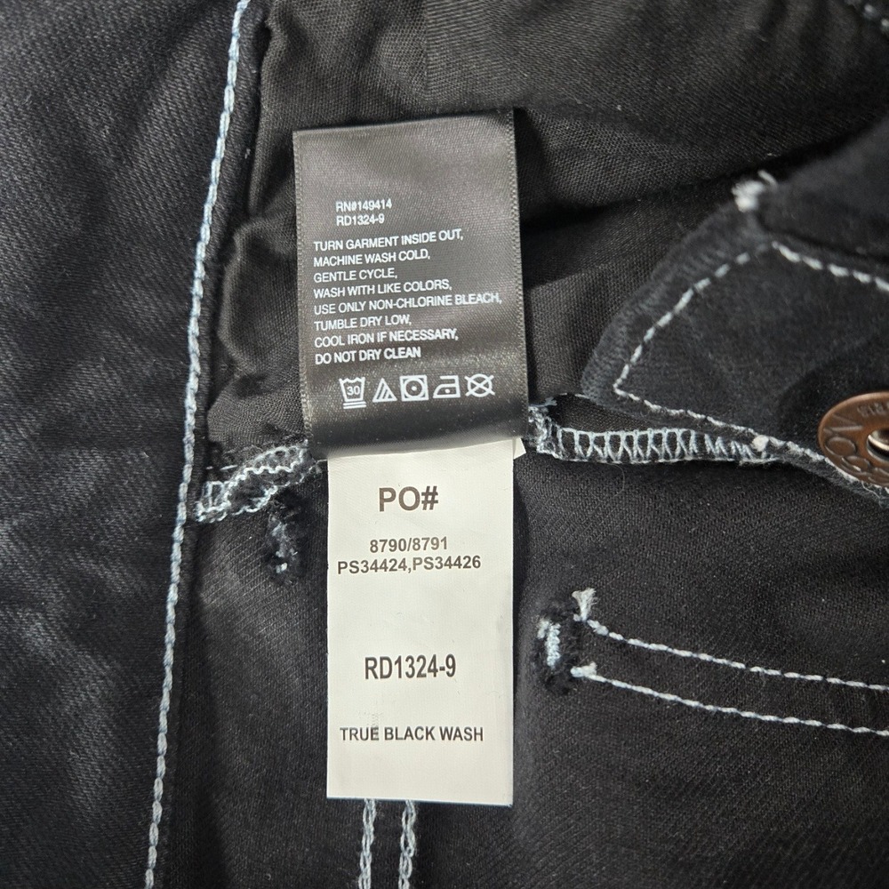 Johnny Was Sasson Straight Leg Jeans Black White Contrast Stitch High Rise 26 - Picture 13 of 13